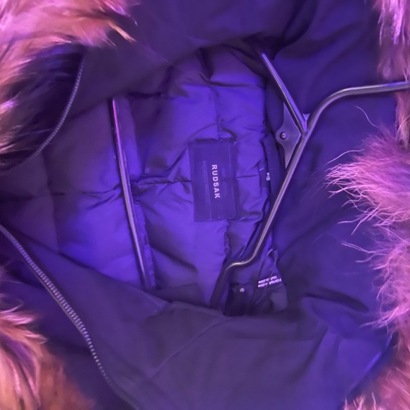 Rudsak mid black parka with fur hood - Picture 2 of 2